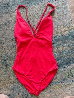 Andie Red One-Piece Swimsuit with Strappy Details